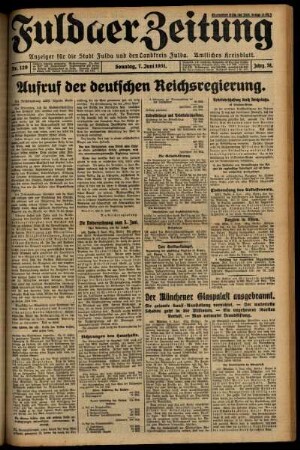 Erste Ausgabe vom Sonntag, den 07. Juni 1931.