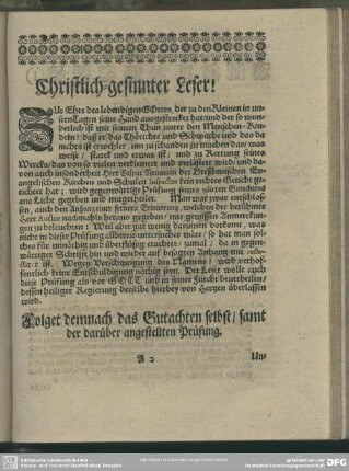 Christlich-gesinnter Leser!