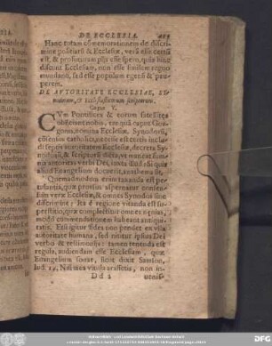 De Autoritate Ecclesiae, Synodorum, [et] Ecclesiasticorum scriptorum. Caput V.