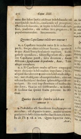 476-481, Quoties Capellanus celebrare tenetur? 1. Capellano ...