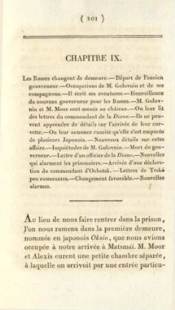Chapitre IX. Les Russes changent de demeure. - ...