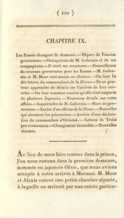 Chapitre IX. Les Russes changent de demeure. - ...