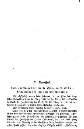 Notiz zur Frage über die Zulassung der Realschul-Abiturienten zu den Universitätsstudien