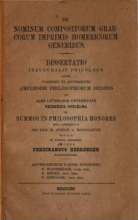 De nominum compositorum Graecorum imprimis Homericorum generibus