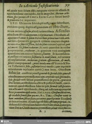 LXII. Uti autem fidei duplex assignandum subjectum ita eidem quoq …