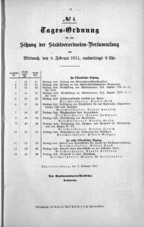 Tages-Ordnung No. 4 (12-25), 08. Februar 1911