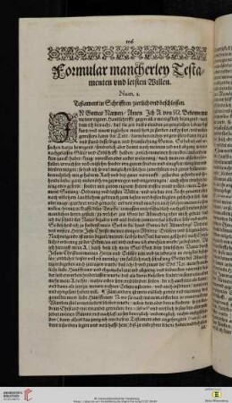 Formular mancherley Testamenten und letzten Willen