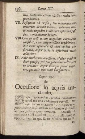 Caput XV. de Occasione in aegris tractandis