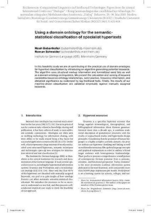 Using a domain ontology for the semantic-statistical classification of specialist hypertexts