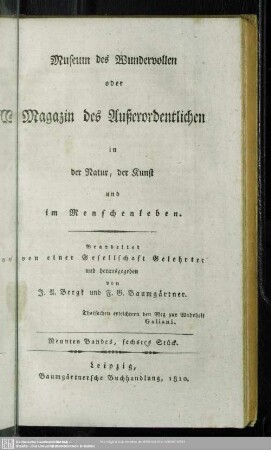 Neunter Band, sechstes Stück