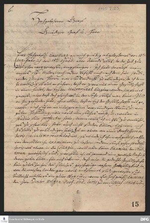 Brief von August Hermann Francke an Friedrich Heinrich von Seckendorff.