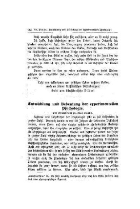 Entwicklung und Bedeutung der experimentellen Psychologie