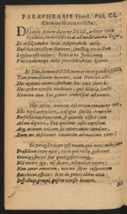 Paraphrasis Eiusd. Psal. CI. Carmine Heroico efficta.