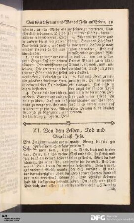 XI. Von dem Leiden, Tod und Begräbniß Jesu.