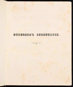Schmutztitel: Nürnberg's Gedenkbuch