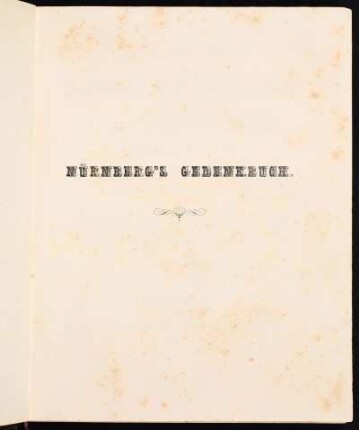 Schmutztitel: Nürnberg's Gedenkbuch