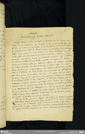 18) Memoire sur le Cabinet de feu M. l’Abbé de Rothelin. 18. Jahrh.