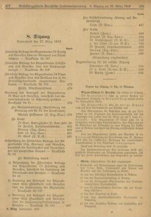 8. Sitzung, Sonnabend den 22. März 1919