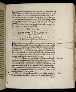 Caput V. explicans Effectum Devolutivum respective talem.