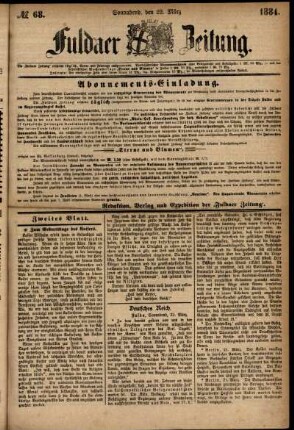 Ausgabe vom Samstag, den 22. März 1884.