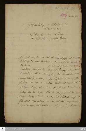 Brief von Daniel Hiller an August Hermann Francke.