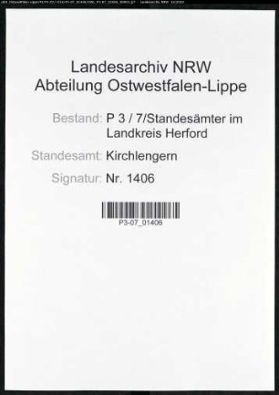 Sterberegister Standesamt Kirchlengern