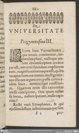 De Universitate Progymnasma III.