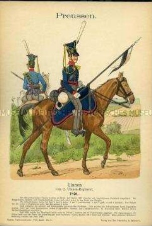 Uniformdarstellung, Gemeine des 1. Ulanen-Regiments, Königreich Preußen, 1820.