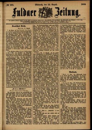 Ausgabe vom Mittwoch, den 22. August 1888.