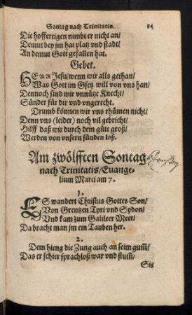Am zwölfften Sontag nach Trinitatis ...