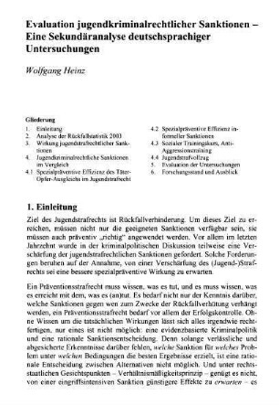 495-518, Evaluation jugendkriminalrechtlicher Sanktionen - Eine Sekundäranalyse deutschsprachiger Untersuchungen