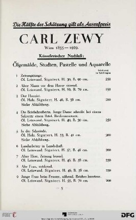 Ölgemälde, Studien, Pastelle und Aquarelle (Nr. 1-69)
