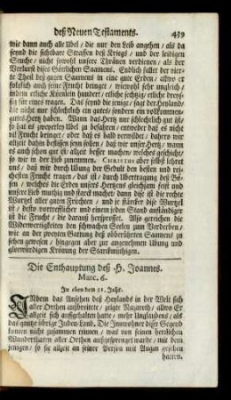 Die Enthauptung deß H. Joannes. Marc. 6.