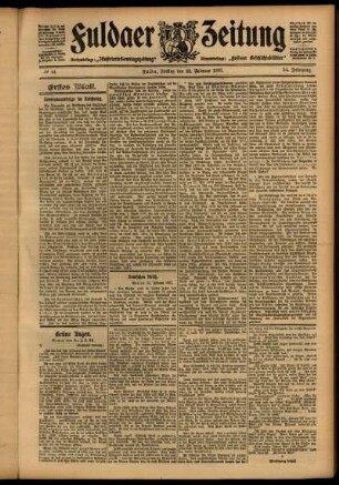 Erste Ausgabe vom Freitag, den 22. Februar 1907.
