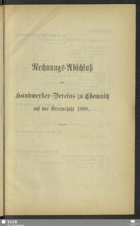 Rechnungs-Abschluß des Handwerkervereins zu Chemnitz auf das Vereinsjahr 1890