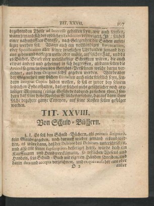 Tit. XXVIII. Von Schuld-Büchern.