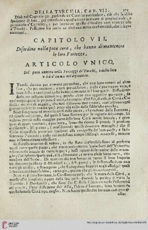 Capitolo VII. Disordine nella poca cura, che hanno di mantenere le loro Fortezze