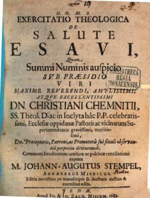 Exercitatio theol. de salute Esaui