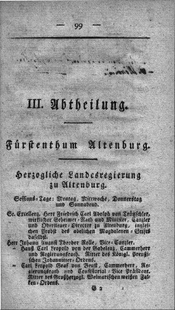 III. Abtheilung : Fürstenthum Altenburg