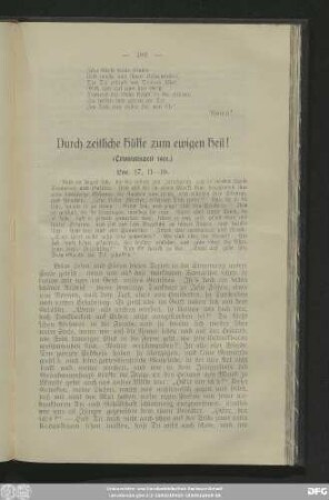 Durch zeitliche Hülfe zum ewigen Heil! (Trinitatiszeit 1901.)
