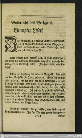 Vorbericht des Verlegers