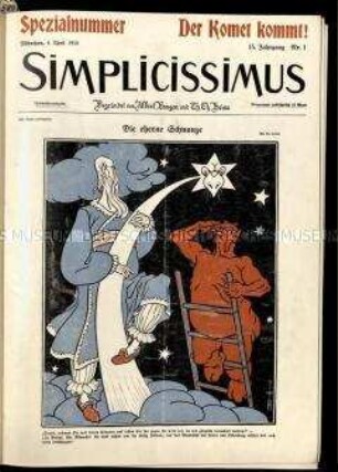 Satirische Wochenzeitschrift Simplicissimus. 15. Jahrgang 1910
