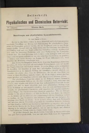 Bemerkungen zum physikalischen Gymnasialunterricht.