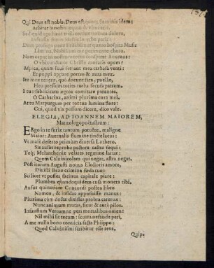 Elegia, Ad Ioannem Maiorem, Mataeologo poetastarum: