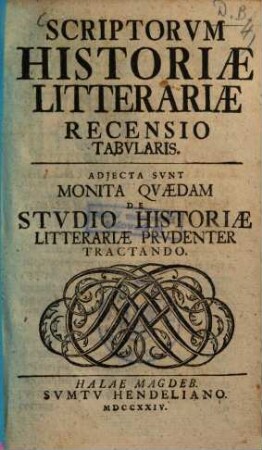 Scriptorum historiae litterariae recensio tabularis