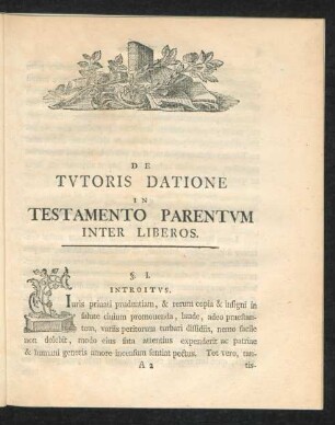 De Tutoris Datione In Testamento Parentum Inter Liberos.