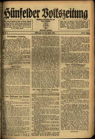 Ausgabe vom Mittwoch, den 20. April 1921.