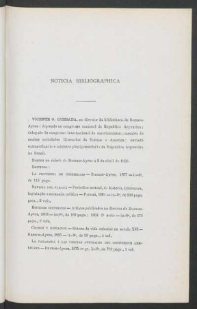 Noticia bibliographica