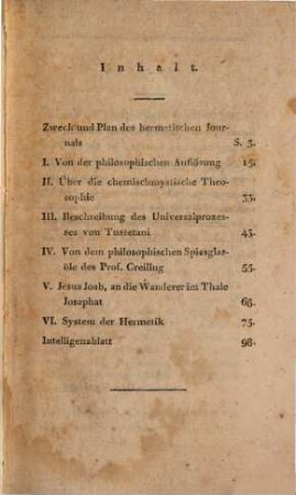 Hermetisches Journal : zur endlichen Beruhigung für Zweifler und Sucher. 1,1 (1802)