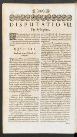 Disputatio VIII. De Syllogismo